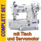 2-Nadel Industrie Coverlock Kettenstichmaschine Highspeed Interlockmaschine Model SK562N. Komplette Maschine mit Servomotor statt Kupplungsmotor