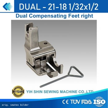 21-18 1/32x1/2, Ausgleichfu, Dual compensating foot, right - fr Nhmaschinen mit Untentransport