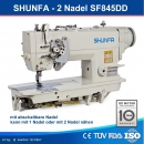 Shunfa SF845DD - 2 Nadel DIRECT DRIVE Steppstich Flachbett mit 6,4mm Nadelabstand und Nadelpositionierung
