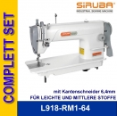 L918-RM1-64 kpl. SIRUBA Steppstichmaschine mit Kantenschneider Komplett, für leichte und mittlere Stoffe